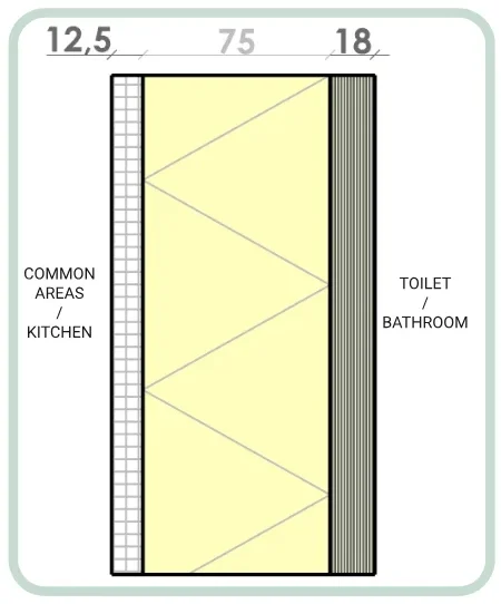 Interior wall — 1-side reinforcement