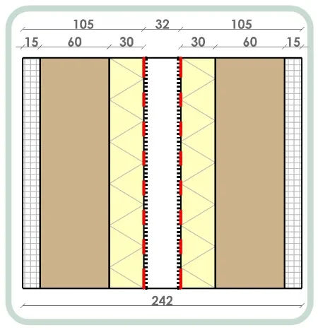 Wall 63 + acoustic insulation 27